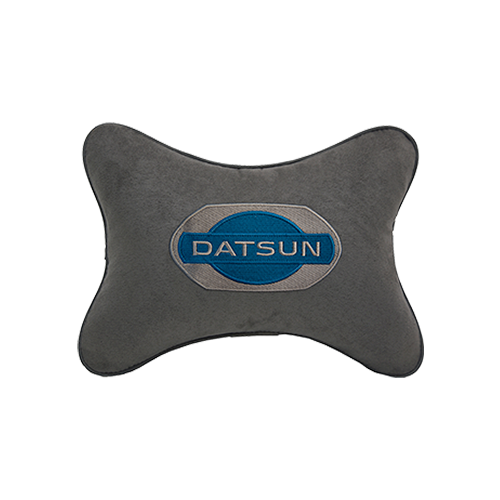 фото Подушка на подголовник алькантара d. grey с логотипом автомобиля datsun vital technologies