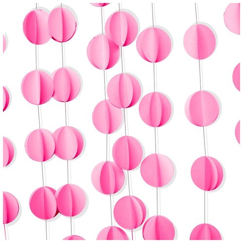 фото Гирлянда-подвеска круг, розовый, 200 см, 1 шт. волна веселья