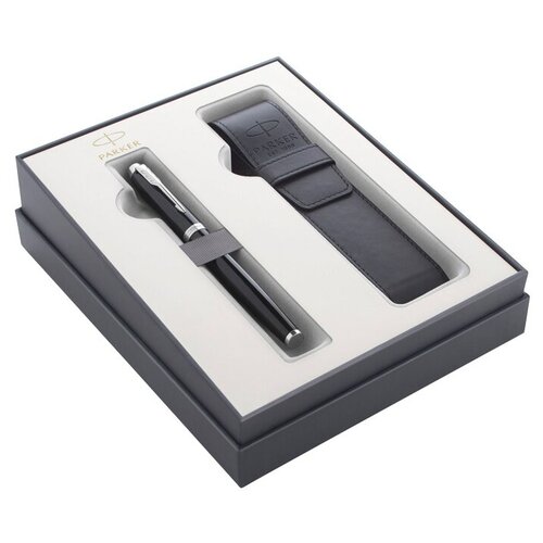 фото Parker 2122001 набор 2020: ручка перьевая im core f321, black ct (перо m) + чехол для ручки