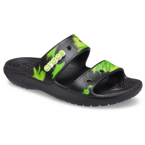 фото Шлепанцы crocs, размер 38-39(m6/w8), black/lime punch