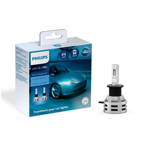 фото Лампа светодиодная philips ultinon essential led h3 12/24v 19w pk22s, 2 шт. (бокс)