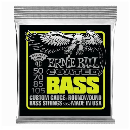 фото Струны 4-струнной для бас-гитары ernie ball 3832 coated bass regular slinky (50-70-85-105)