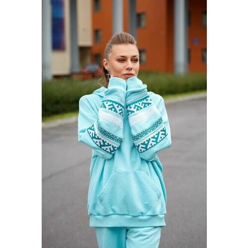 фото Худи bird russian mood, размер 50-52, голубой