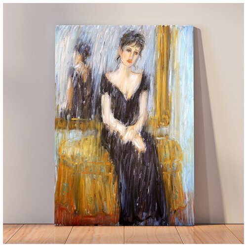 фото Картина "черное платье в пол", 30x40 см, картина на холсте на деревянном подрамнике с настенным креплением вау холст