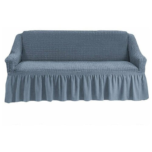 фото Чехол на диван с юбкой, цвет серый (жатка, турция) goodpled