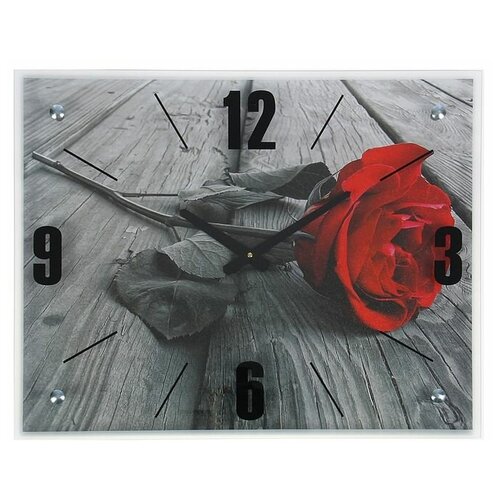 фото Часы настенные, серия: цветы, "красная роза", 40х50 см, микс 1251865 . сюжет