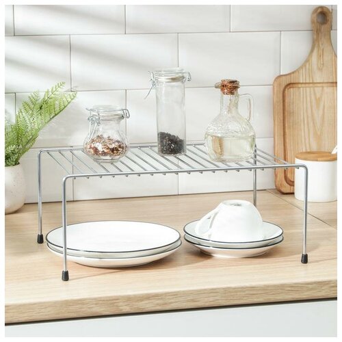 фото Полка для шкафа skiico kitchenware 35.5×22×13 см / металлическая поставка для сушки серебристый