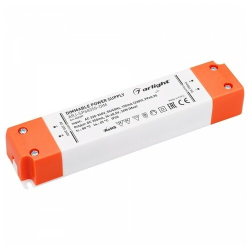 фото Блок питания arj- sp68350- dim (24w, 350ma, pfc, triac) (arlight, ip20 пластик)