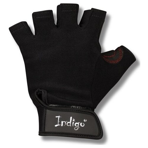 фото Перчатки для фитнеса indigo с узким напульсником и/замша,эластан,неопрен sb-16-1575 m черный