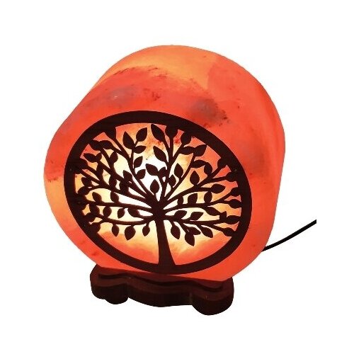 фото Солевая (соляная) лампа wonder life круг-5 с деревянной картиной денежное дерево sll-12504 (2,4кг) уандер лайф