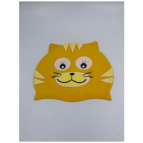 фото Шапочка для плавания силиконовая "с ушками", кот, желтая. китай