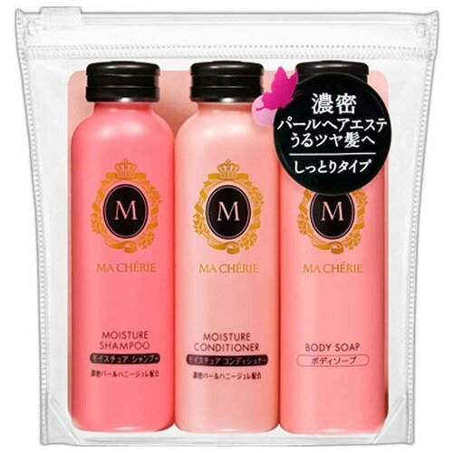 фото Shiseido дорожный набор (шампунь, кондиционер, жидкое мыло) ma cherie moisture бутилированный 50 мл.