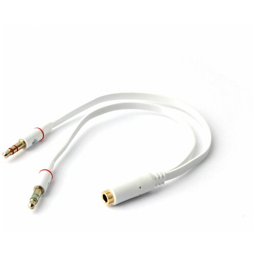 фото Gembird кабель аудио cablexpert ccab-02-35f2m-0.2mb. 3.5 джек 4pin f 2х 3.5 джек m наушники и микрофон, черный, 0.2м, блистер