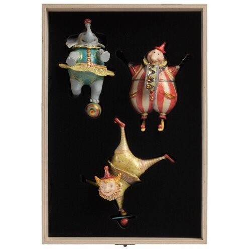 фото Набор из 3 елочных игрушек circus collection: барабанщик, акробат и слон ima naroditskaya