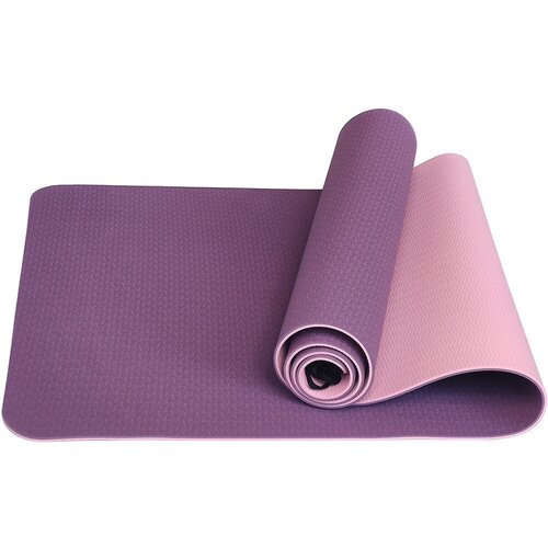 фото Мат для йоги двухцветный, tpe, 183х61х0,6 см, фиолетовый-розовый нет бренда