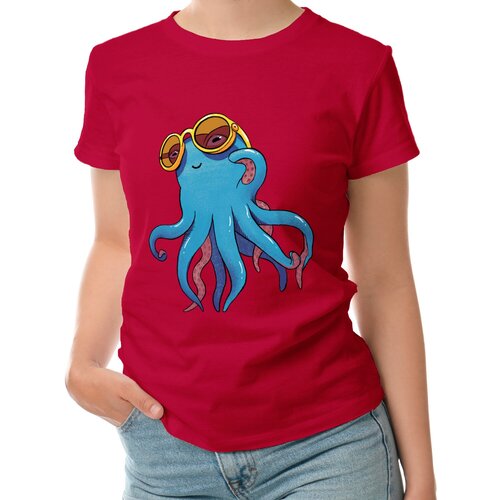 фото Женская футболка «летний осьминог в солнцезащитных очках» (2xl, белый) roly