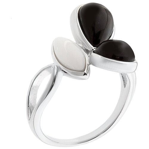 фото Balex кольцо 1432930194 из серебра 925 пробы с ониксом и агатом синтетическим, размер 19