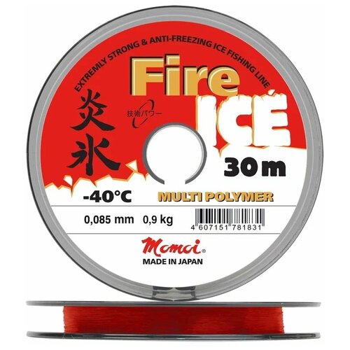 фото Монофильная леска для рыбалки momoi fire ice, 0.085 мм, 0.9 кг, 30 м, зимняя леска, 1 шт