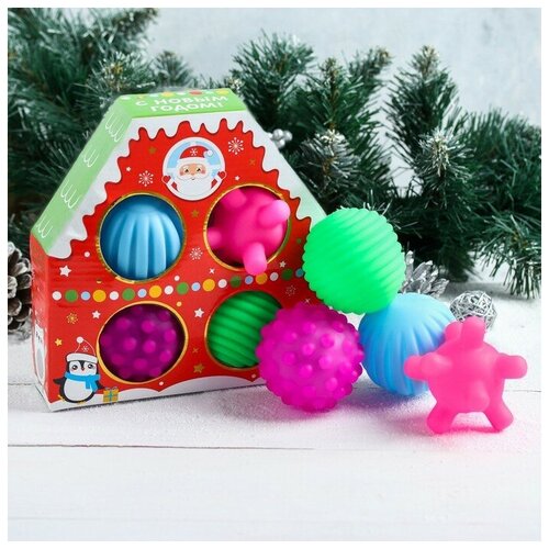 фото Подарочный набор резиновых игрушек "новогодний домик", 4 шт. 4376541 mum&baby
