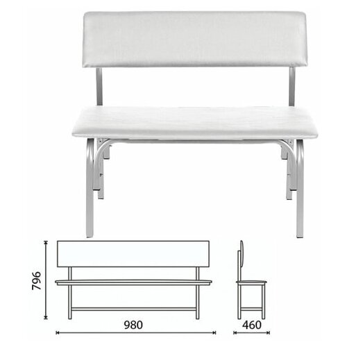 фото Банкетка со спинкой "астрид", 980х460х796 мм, каркас светло-серый, кожзам светло-серый comforum