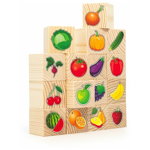 фото Овощи-фрукты, анданте (набор кубиков, 16 шт, rdi-d067a)