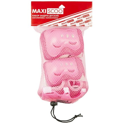 фото Набор защиты детский maxiscoo: наколенники, налокотники, защита запястья, размер s, розовый