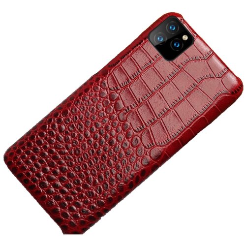 фото Чехол-накладка-бампер mypads premium для iphone 11 (айфон 11) 6.1 из натуральной кожи с тиснением крокодила экзотическая неповторимая фактура ручная работа красный