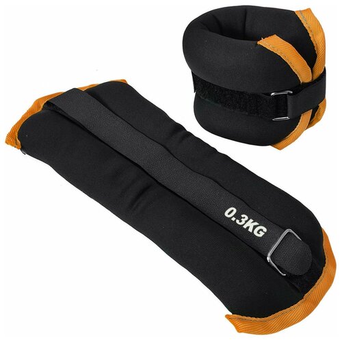 фото Утяжелители "alt sport" (2х0,3кг) (нейлон) в сумке hkaw101-6 (черный с оранжевой окантовкой)