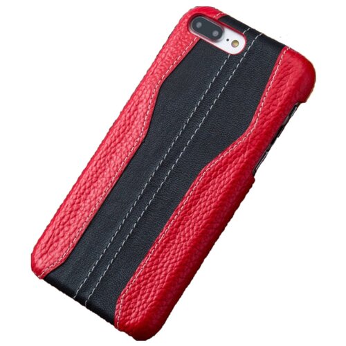 фото Чехол- накладка mypads premium для iphone 7 4.7 (айфон 7) / iphone 8 из натуральной импортной кожи роскошная эксклюзивная панель с фактурной рельефной двухцветной прошивкой черно- красная