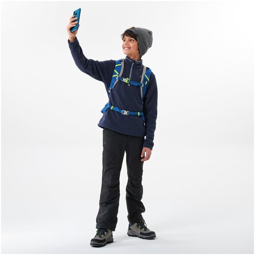 фото Толстовка флисовая для походов для детей 7–15 лет синяя mh100 quechua х декатлон 141-150cm10-11a decathlon