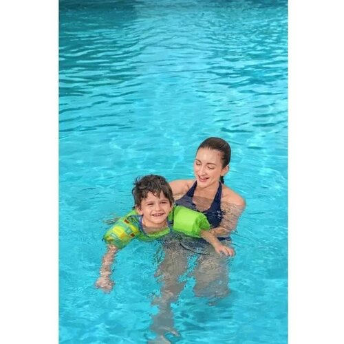 фото Жилет для плавания детский bestway 32177, с рукавами и пенопластовыми вставками, зеленый, 3-6 лет, 18-30 кг