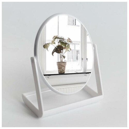 фото Зеркало настольное, на подставке, двустороннее, зеркальная поверхность 13.7 x 17 см, цвет белый queen fair