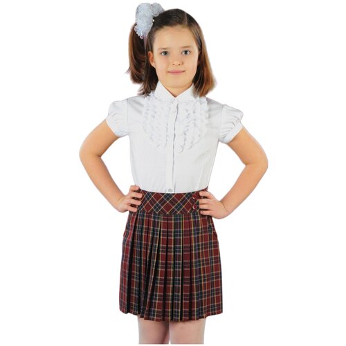 фото Школьная юбка с запахом инфанта, мини, размер 152-72, бордовый