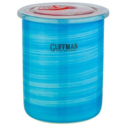 фото Набор керамических контейнеров c вакуумной крышкой. guffman. голубой, полоски. 0,7 л. 2 предмета.