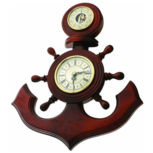 фото Балаково настенные часы "якорь" с барометром (53 см, россия)