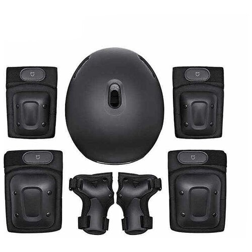 фото "комплект защиты для детей mijia helmet protective gear set qxtk01neb (размер s), 7 предметов, черный" xiaomi