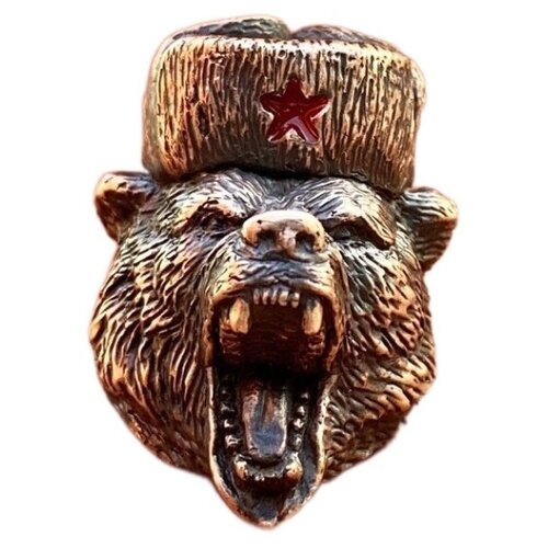 фото Русский медведь - медведь в шапке ушанке - армейская звезда - русская шапка - медвежонок - гризли - бусина на темляк - темлячная - брелок - фигурка craft fair russia