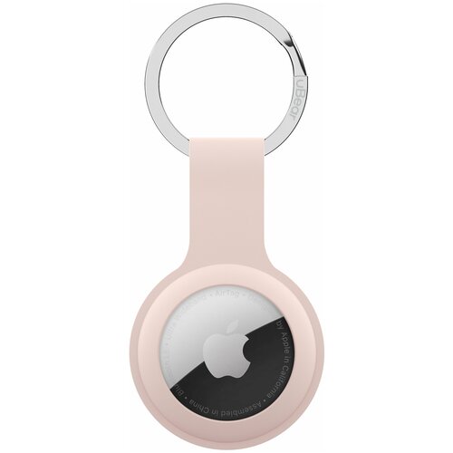 фото Чехол-брелок ubear touch ring case для airtag с кольцом-фиксатором, силикон soft-touch, розовый