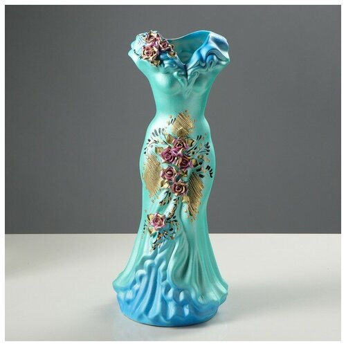 фото Ваза напольная "платье", цветы, 45 см, микс, керамика 1279743 . yandex market