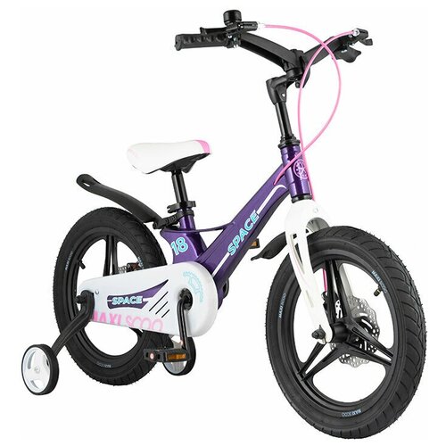 фото Детский двухколесный велосипед maxiscoo серия "space" (2021), делюкс, 18", фиолетовый