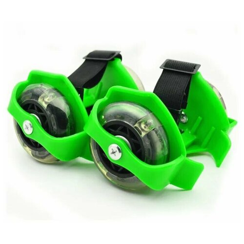 фото Ролики на обувь со светящимися колесами, зеленые