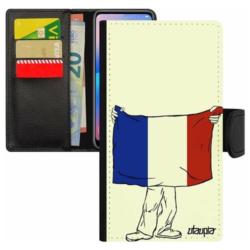 фото Чехол-книжка на мобильный iphone 8, "флаг франции с руками" путешествие туризм utaupia