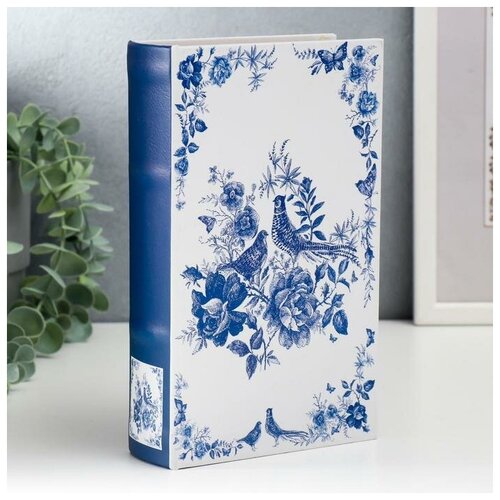 фото Сейф-книга дерево кожзам "синие птицы и цветы" 21х13х5 см mikimarket