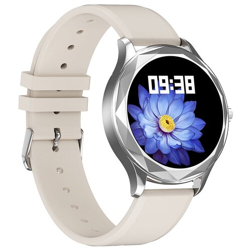 фото Часы smart watch dt86 garsline серебристые (ремешок белый силикон)