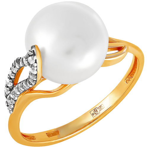 фото Примаэксклюзив кольцо с жемчугом и фианитами из красного золота 190-1-798р, размер 17.5