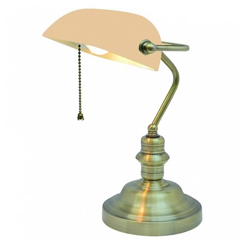 фото Настольная лампа офисная, высота - 40см, ширина - 27см, мощность - 60вт, цоколь - e27, площадь освещения - 3м², цвет плафона - белый, цвет арматуры - бронза arte lamp