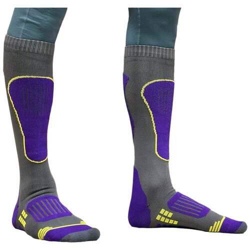 фото Носки сноубордические, горнолыжные, мужские bro stuff tech purple grey, размер l (eur 41-45)