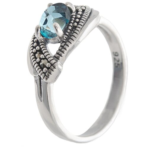 фото Марказит кольцо с марказитами и топазами из серебра hr1486, размер 18