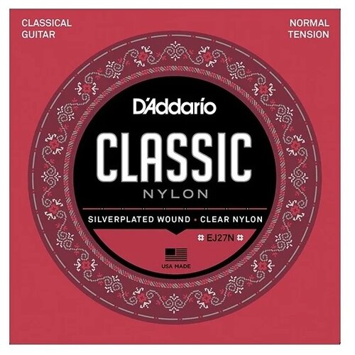 фото Набор струн d'addario ej27n classic nylon normal tension, модификация 3/4, 1 уп.