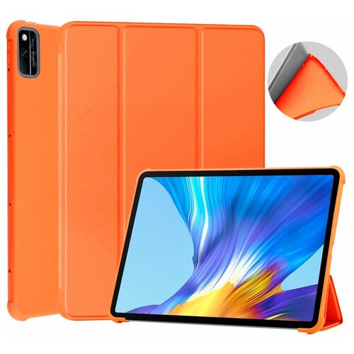 фото Чехол книжка для планшета huawei honor pad v6 / matepad 10.4" (2020), из мягкого силикона, усиленные углы, автоблокировка экрана (оранжевый) zamarket